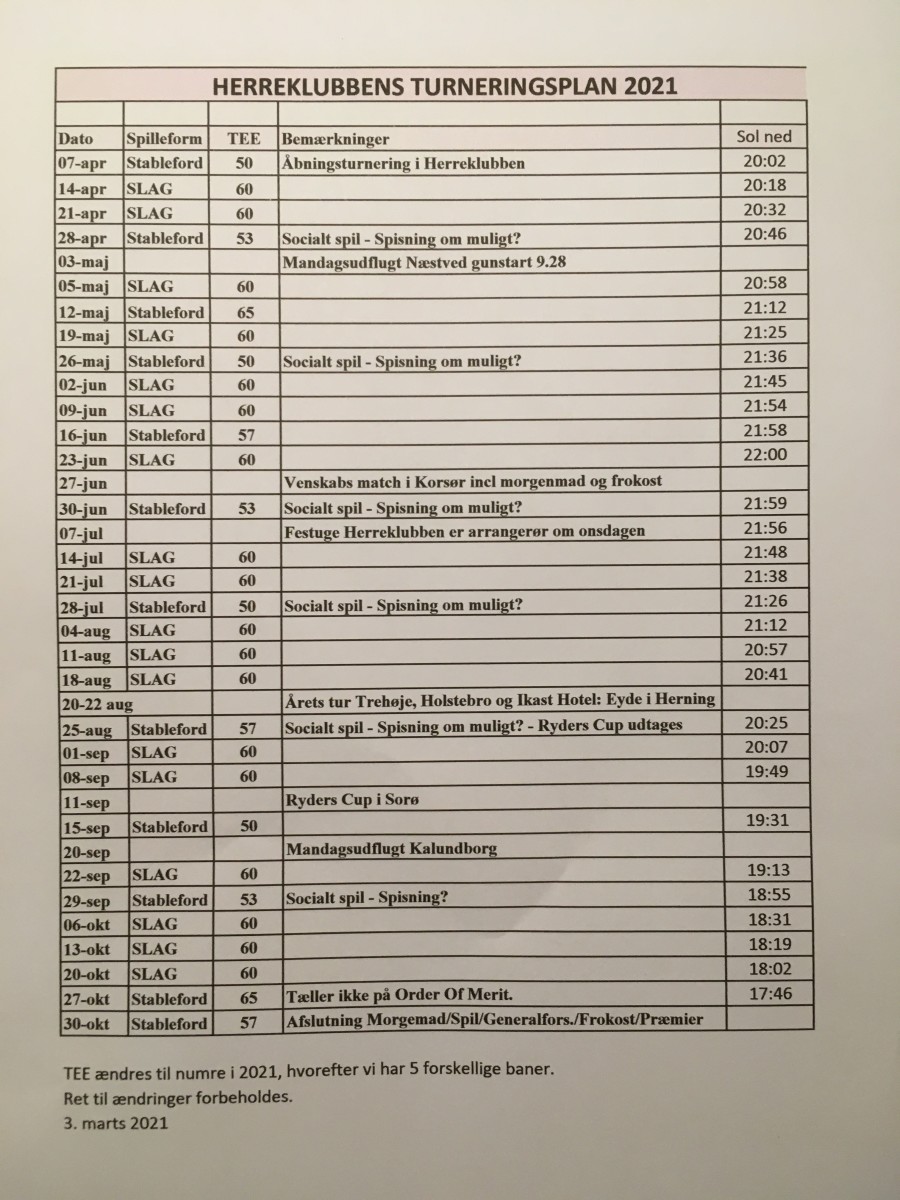 Turneringsplan 2021 Herreklubben